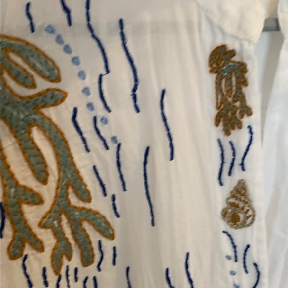 Zara Women's Long Embroidered Swimsuit Cover Up Women's Large Sea Motifs - Picture 5 of 8